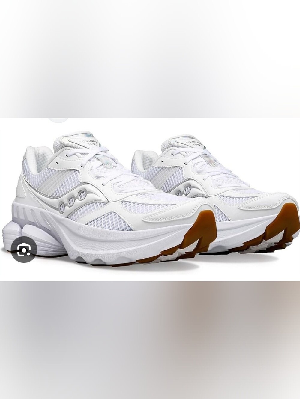 Size 8.5 Saucony Grid NXT Triple WhitMen's White Athletic Sneakers with Gum Sole